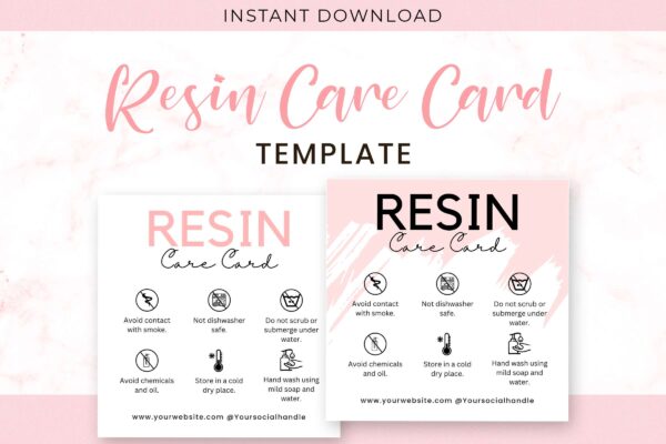 Editable Resin Care Card Template Feature Images 1 Printable resin art care card - image 2