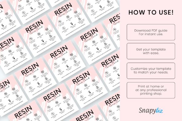 Editable Resin Care Card Template Feature Images 10 Printable resin art care card - image 11