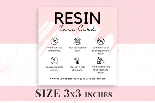 Editable Resin Care Card Template Feature Images 2 Printable resin art care card - image 3