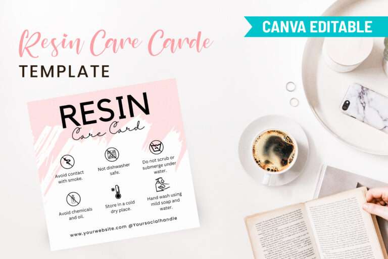 Printable Resin Art Care Card | SnapyBiz