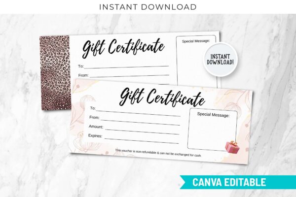 Editable Rose Gold Gift Certificate Feature Images 1 Rose gold canva gift certificate template - image 2