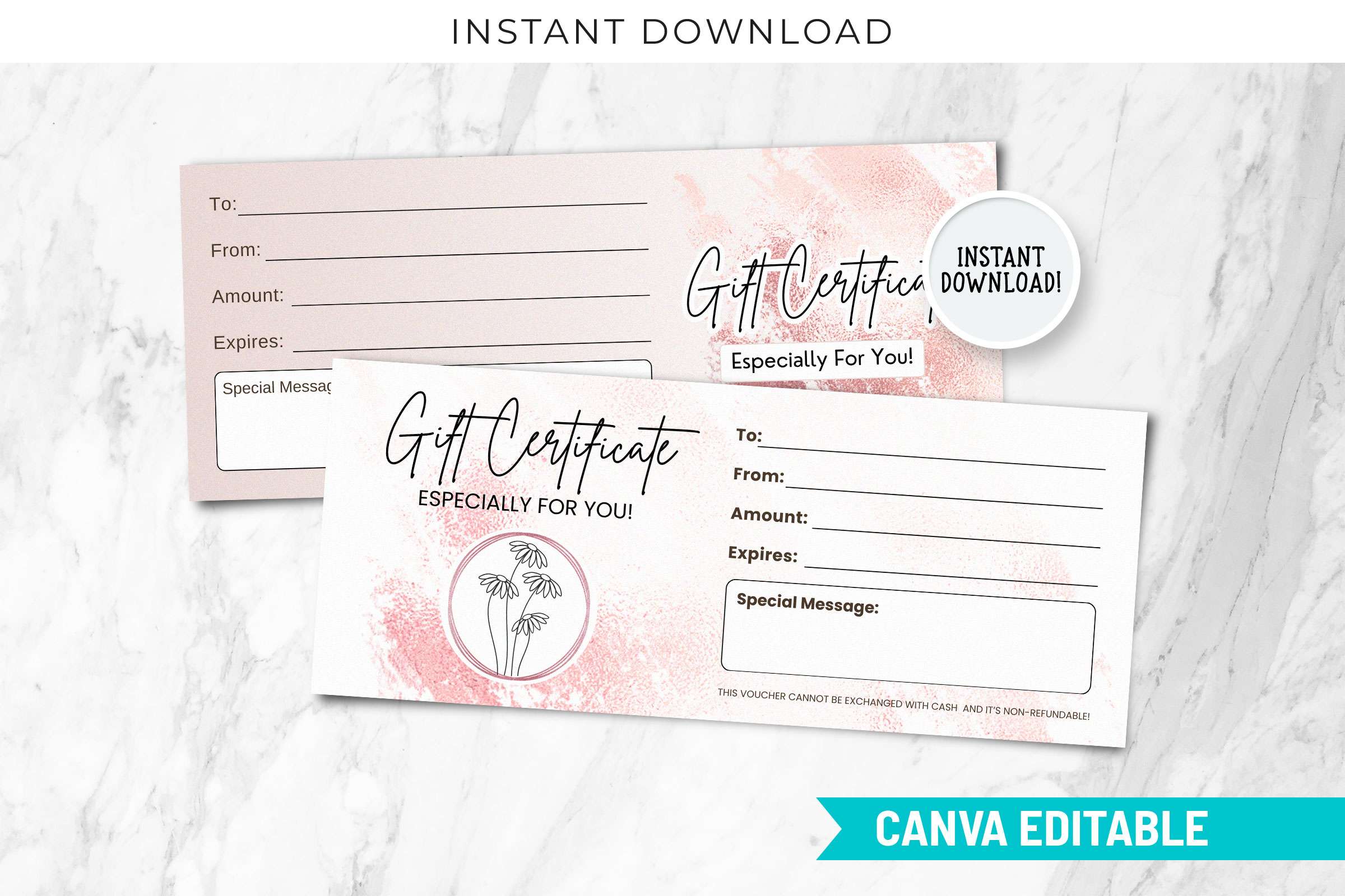 Editable Rosegold Gift Certificate Feature Images 1 Rosegold printable gift card template