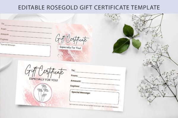 Editable Rosegold Gift Certificate Feature Images 3 Rosegold printable gift card template - image 4