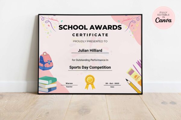 Editable School Awards Certificate Feature Image 2 School award certificate - image 3