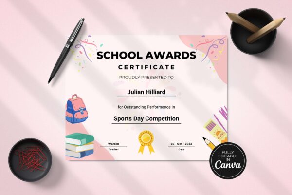 Editable School Awards Certificate Feature Image 5 School award certificate - image 6