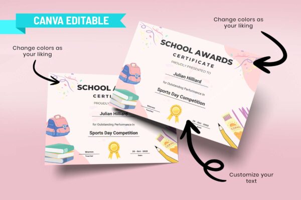 Editable School Awards Certificate Feature Image 6 School award certificate - image 7