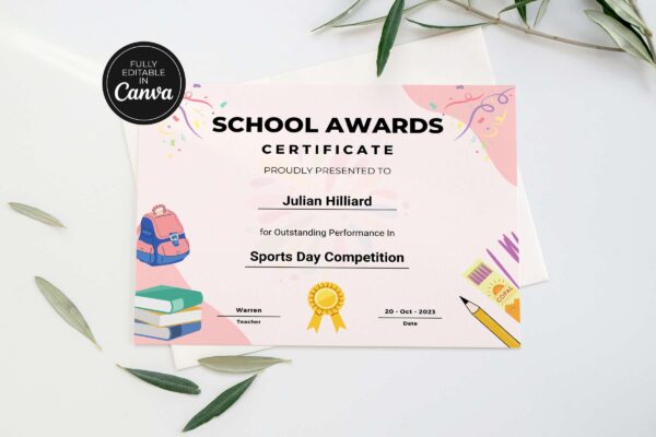 Editable School Awards Certificate Feature Image 8 School award certificate - image 9