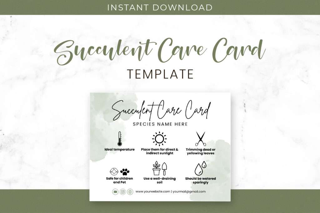 Editable Succulent Care Card Template Editable Succulent Care Card Template