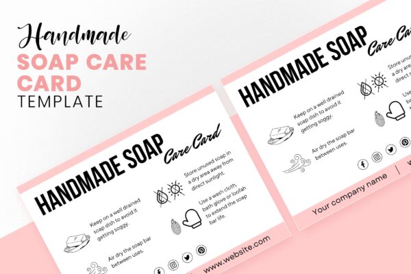 Handmade Soap Care Card Template Feautre Image 3 Editable soap care card template - image 4