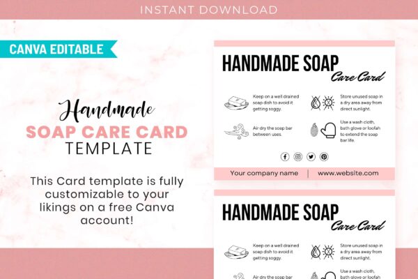 Handmade Soap Care Card Template Feautre Image 4 Editable soap care card template - image 5