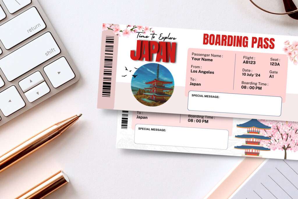 Japan Trip Gift Ticket Template Japan Trip Gift Ticket Template