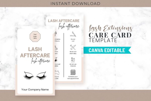 Lash extensions care card template - image 2