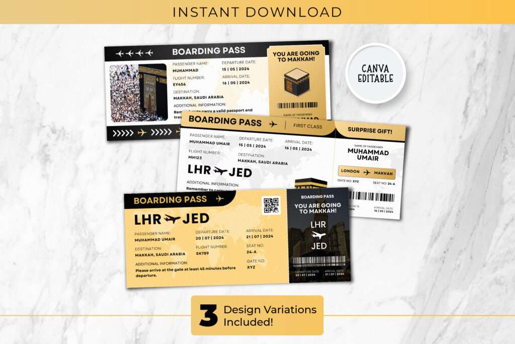 Makkah Boarding Pass Template Ticket Makkah Boarding Pass Template Ticket