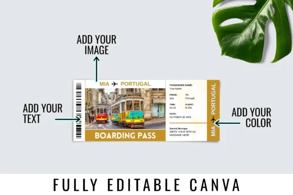 Portugal Boarding Pass Template Feature Images 4 Portugal trip surprise gift ticket canva template - image 6
