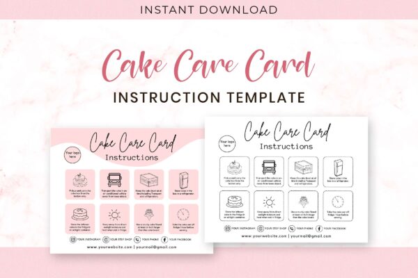 Printable Cake Care Instructions Feature Images 1 Printable cake care instruction editable template - image 2