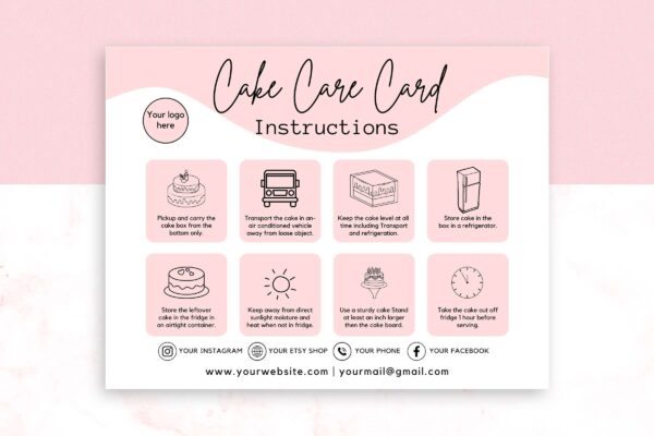 Printable Cake Care Instructions Feature Images 2 Printable cake care instruction editable template - image 3