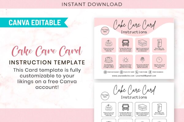 Printable Cake Care Instructions Feature Images 4 Printable cake care instruction editable template - image 5