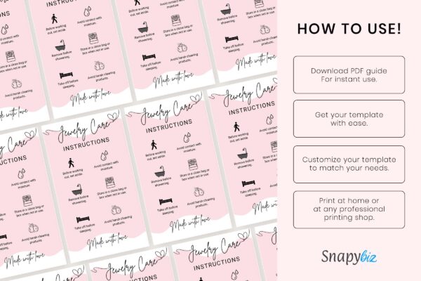 Printable jewelry care card template - image 10