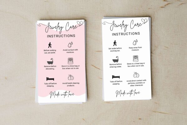 Printable jewelry care card template - image 4
