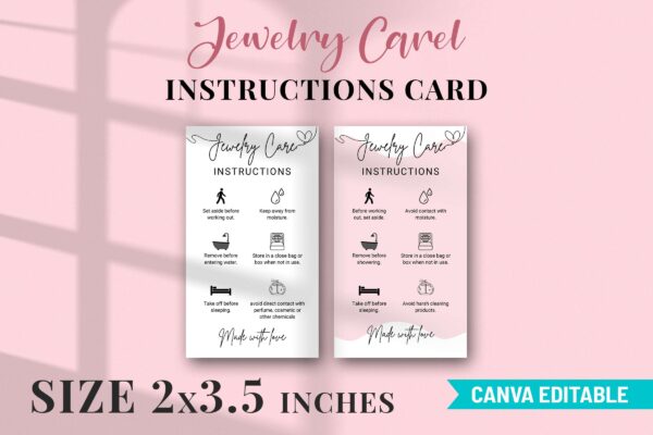 Printable jewelry care card template - image 5