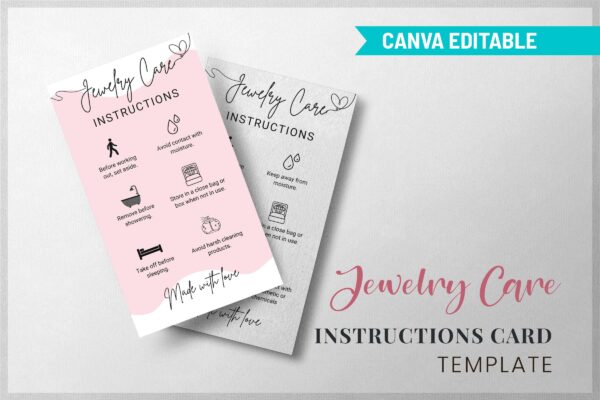 Printable jewelry care card template - image 7