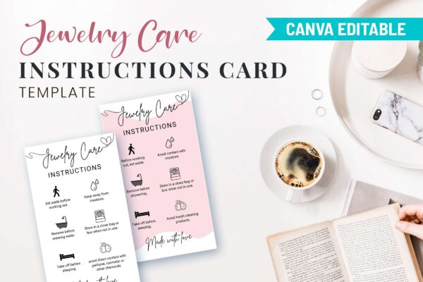 Printable jewelry care card template - image 9