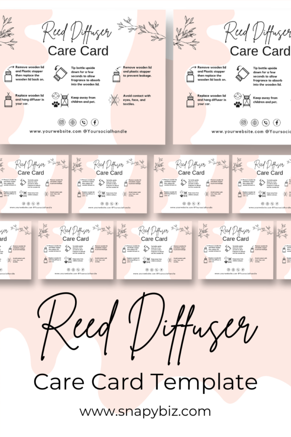 Reed Diffuser Care Card Template Pinterest Reed diffuser care card template