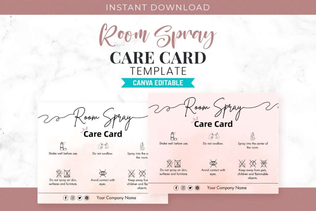 Room Spray Care Card Template Room Spray Care Card Template