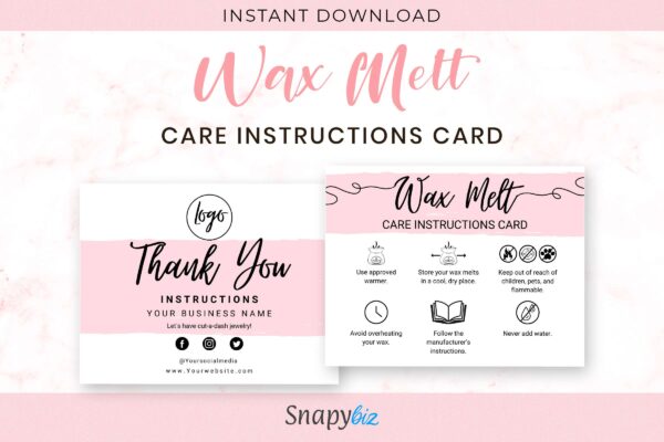 Wax Melt Care Instructions Card Template Feature Images 1 Wax melt care instructions card - image 2