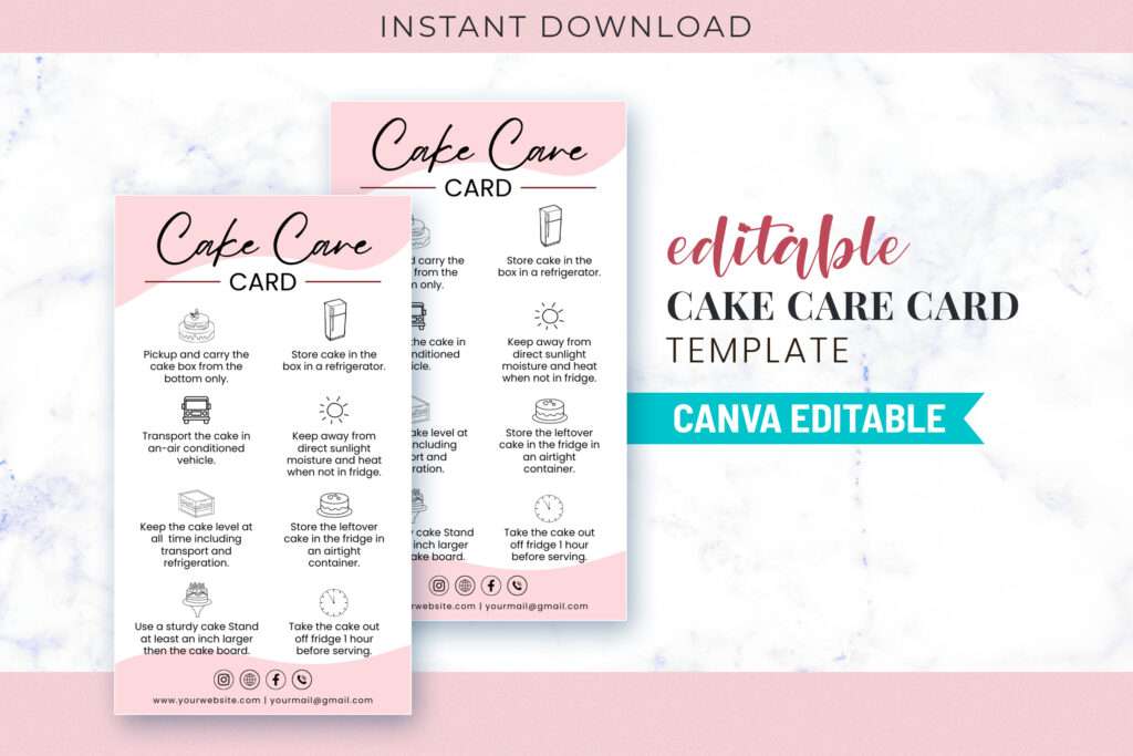 Cake Care Card Template Cake Care Card Template