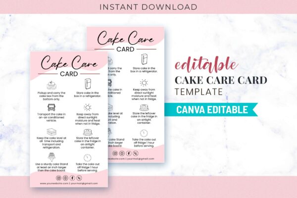 Cake Care Card Template Editable Feature Images 1 Cake care card template - image 2