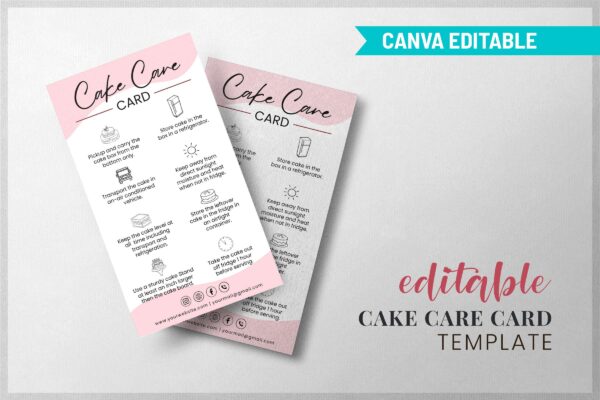 Cake Care Card Template Editable Feature Images 10 Cake care card template - image 11