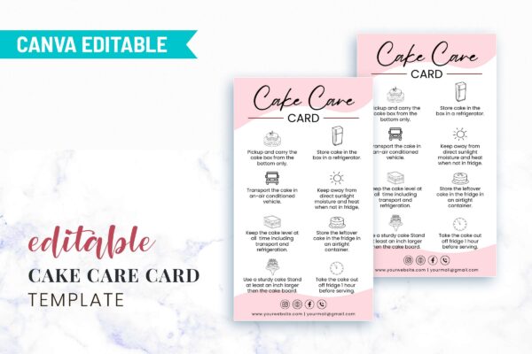 Cake Care Card Template Editable Feature Images 2 Cake care card template - image 3