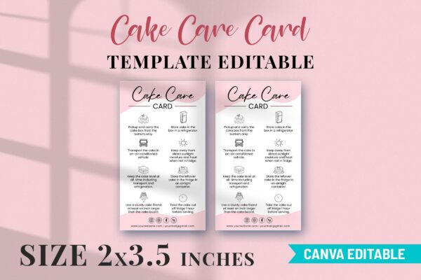 Cake Care Card Template Editable Feature Images 3 Cake care card template - image 4