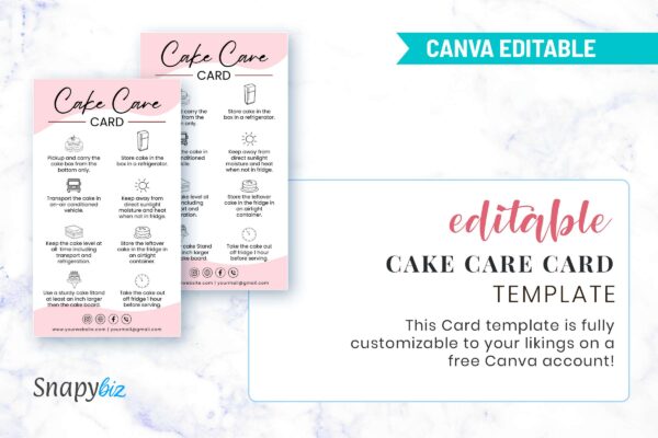 Cake Care Card Template Editable Feature Images 5 Cake care card template - image 6