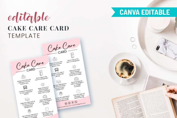 Cake Care Card Template Editable Feature Images 9 Cake care card template - image 10