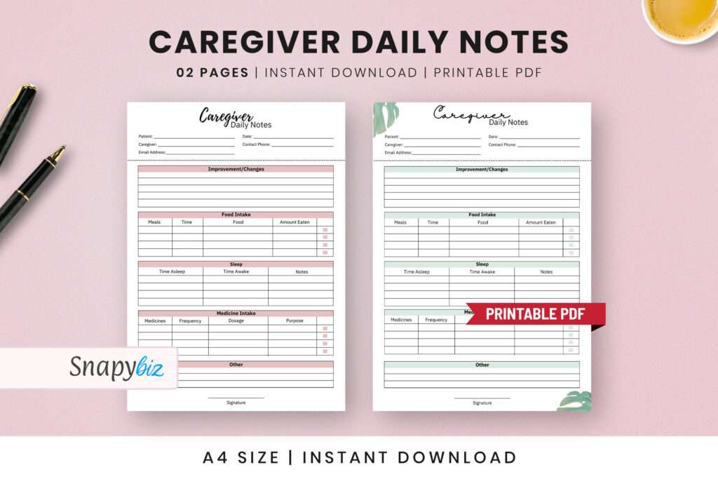 Printable Caregiver Forms PDF Printable Caregiver Forms PDF
