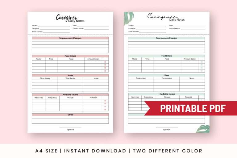 Printable Caregiver Forms PDF | SnapyBiz