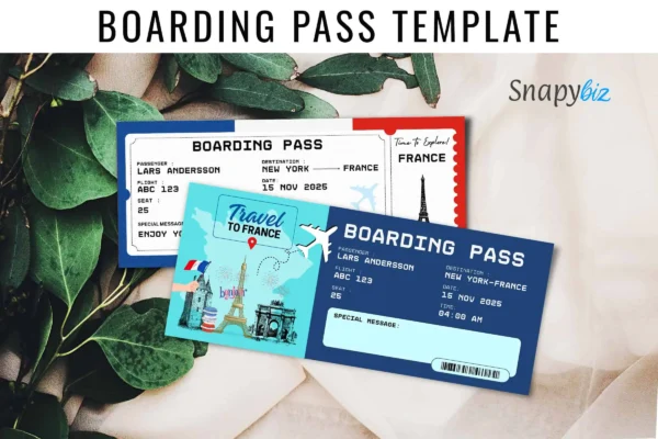 France Boarding Pass Template Feature Images 3 France trip surprise gift ticket canva editable template - image 9