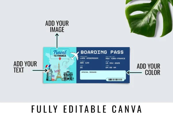 France Boarding Pass Template Feature Images 4 France trip surprise gift ticket canva editable template - image 8