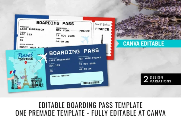France Boarding Pass Template Feature Images 5 France trip surprise gift ticket canva editable template - image 7