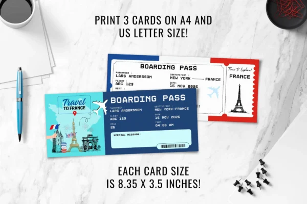 France Boarding Pass Template Feature Images 7 France trip surprise gift ticket canva editable template - image 5
