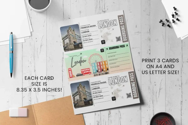 London trip surprise gift ticket canva editable template - image 8