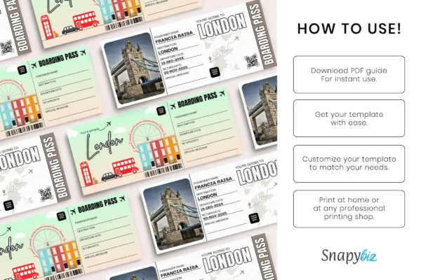 London trip surprise gift ticket canva editable template - image 4