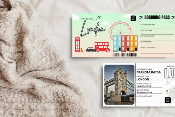 London trip surprise gift ticket canva editable template - image 3