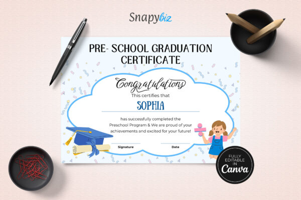 Certificate Of Graduation Template Feature Image 3 Editable graduation certificate canva template