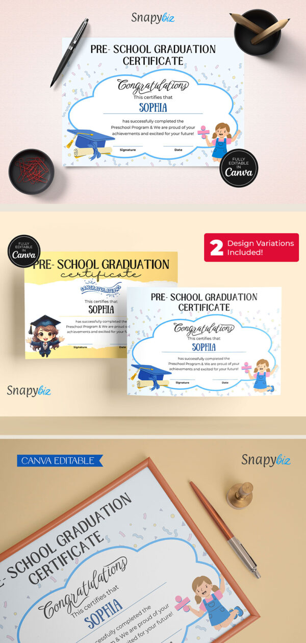 Certificate Of Graduation Template Feature Image Pinterest Editable graduation certificate canva template - image 11