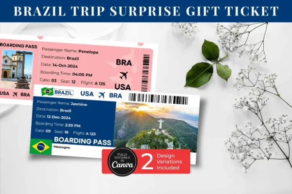 Printable Brazil Trip Boarding Pass Ticket Template Printable brazil trip boarding pass ticket template