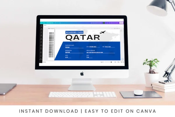 Qatar Trip Surprise Gift Ticket Bp 307 Images 5 Printable qatar boarding pass ticket canva template - image 7