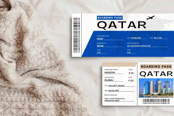 Qatar Trip Surprise Gift Ticket Bp 307 Images 9 Printable qatar boarding pass ticket canva template - image 3